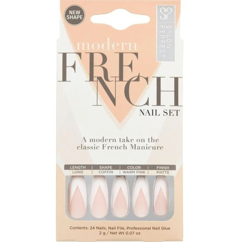 3pack Salon Perfect Press On Nails Modern Nostalgia Y2K Checkers Daisy & French - Picture 3 of 4